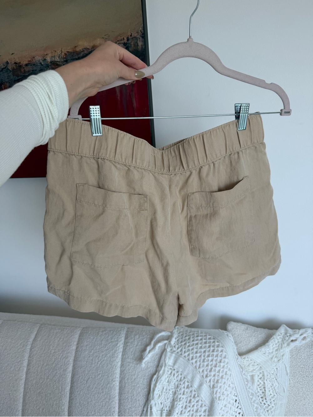 Rachel Zoe Beige Elastic-Waist Women’s Shorts